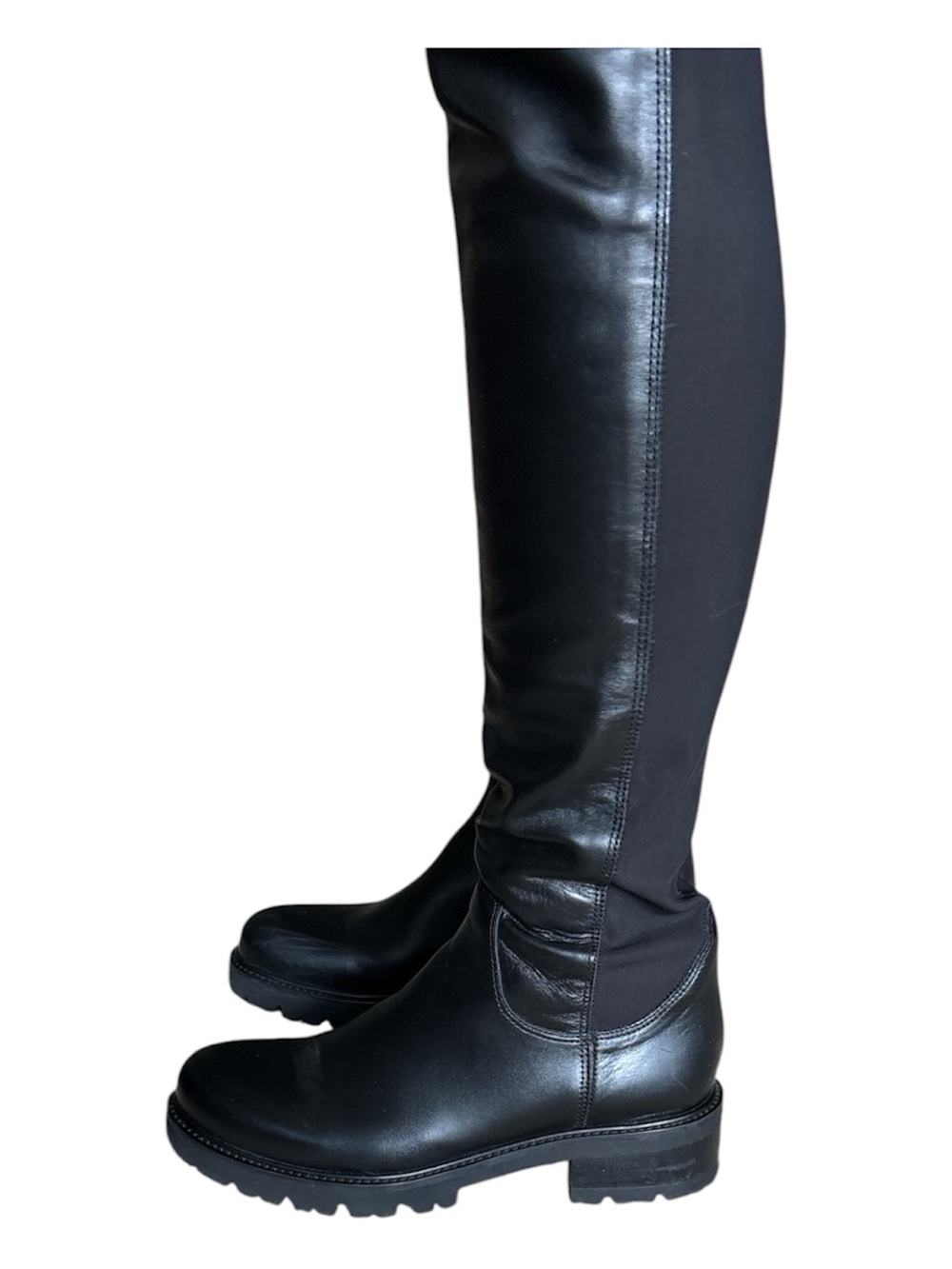 La Canadienne Black leather stretch over the knee riding boots, size 10. - Picture 1 of 4